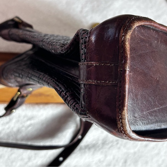 Brahmin Vintage Dark Brown Woven Leather Shoulder Bag - Picture 13 of 16